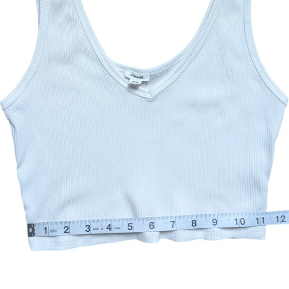 Garage White V-neck Ribbed Cropped Tank Top Women Size Medium - Picture 10 of 10